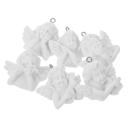 STOBAZA 6 Stück Teiliges Schutzengel Anhänger Schmuck Charms für Halsketten Armbänder DIY Schmuckzubehör Silberfarben Handgefertigte Schutzengel Bastelanhänger für Taufe Hochzeit von STOBAZA