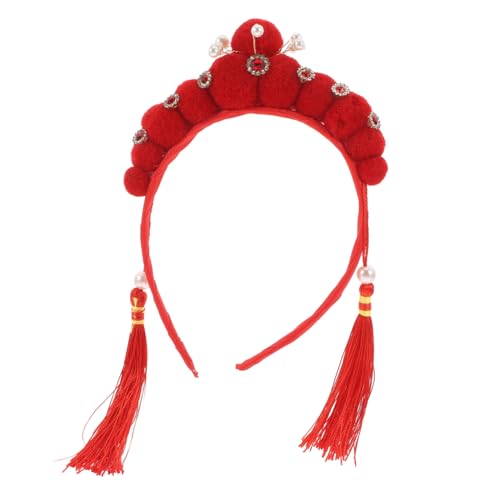 STOBAZA Traditionelles Chinesisches Haarband Mit Quasten Und Perlen Für Neujahrsfeiern Einstellbare Kopfbedeckung Für Damen Für Bühnenauftritte Und Festlichkeiten von STOBAZA