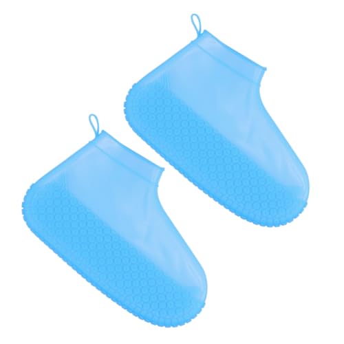 STOBAZA wasserdichte Gummi Schuhüberzieher Regen Schuhe Cover mit Rutschfester Sohle für Damen und Herren Outdoor Überschuhe Blau Faltbar Langlebig Schmutz Regenbeständig für Freizeit und von STOBAZA