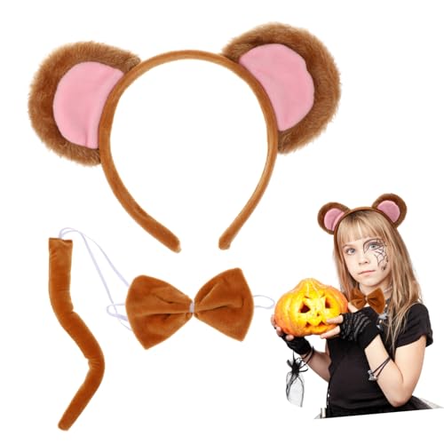 STOBOK 1 Satz Affen-stirnband-set Zubehör Abs Stirnband Mit Tierohren Dressip Affen-cosplay-kostüm Stirnband Zum Waschen Des Gesichts Wilde Tierstirnbänder Bogen Affenmaske Kurzer Plüsch. von STOBOK