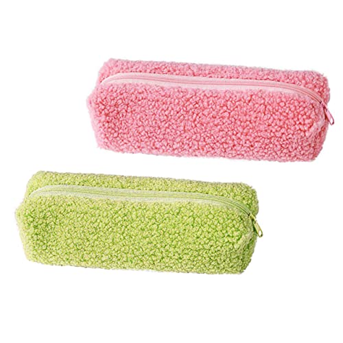 STOBOK 1 Satz Plüsch Federmäppchen Bleistift Make -up -Fall Kosmetiktasche Tasche Wechseln Stiftbeutel Schreibwarenstasche Stationäre Tasche Mehrzweck-stifttasche Polyester 2 Stück von STOBOK