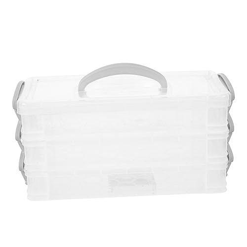 STOBOK Radiergummis & Bleistifthalter 3-lagige Aufbewahrungsbox Stifteetui Aus Kunststoff Einfaches Federmäppchen Schreibtisch-Organizer Für Kinder von STOBOK