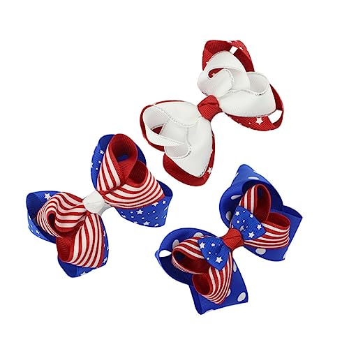 STOBOK 1 Satz 3st Haarspangen Zum Unabhängigkeitstag Clip Zur Amerikanischen Flagge Mädchen Haarschleife Bowknot-haarspangen Haarspangen Für Mädchen Stoff. Ein Bißchen Kind Dekorationen von STOBOK