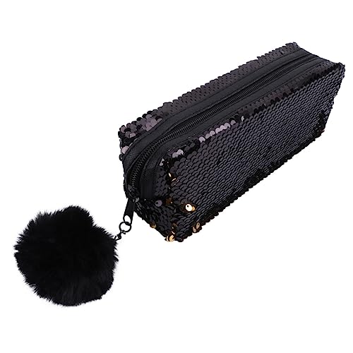 STOBOK 1stk Federmäppchenpaillettenfedermäppchenmakeuppencilcase Geldbörse Mit Pailletten Pailletten-Kosmetiktasche Kosmetiktäschchen Mit Pailletten Fräulein Haarball Handtasche Polyester von STOBOK