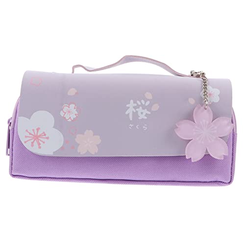 STOBOK 1stk Mäppchen Bleistiftbeutel Für Mädchen Gouache-stiftbeutel Reißverschlüsse Stifttasche Stift-Organizer-Halter Kosmetiktasche Schüler Violett Oxford-Stoff Doppelschicht von STOBOK