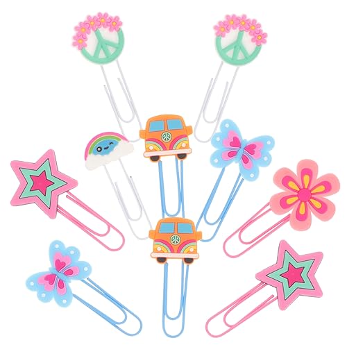 STOBOK 10stücke Vintage Hippy Büroklammern Kreative Bunte Lesezeichen Für Bücher Notizen Und Dokumente Praktische Und Dekorative Papierclips Für Schule Und Büro von STOBOK