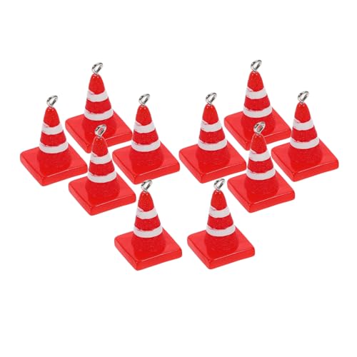 STOBOK 10stücke Mini-verkehrskegel-anhänger Aus Kunstharz Parkschilder Sicherheits-straßensperren-anhänger Für Schmuck Bastelarbeiten Und Diy-projekte von STOBOK