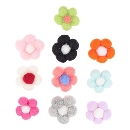 STOBOK 10stücke Filzblumen Handgefertigte Blumenornamente Diy Broschen Charme Zubehör Basteldekoration in Leuchtenden Farben Für Styling-accessoires von STOBOK