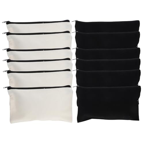 STOBOK 12stücke Leere Canvas Taschen Für DIY Vielseitige Reißverschluss Federmäppchen Reise Kosmetiktaschen Sublimation Blanko Makeup Bags Für Kreative Projekte von STOBOK