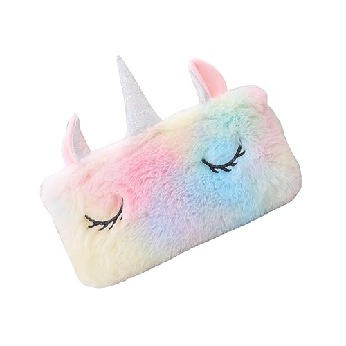 STOBOK 1Stk Plüsch-Aufbewahrungstasche Einhorn Handtasche Geldbörse Handtaschen die Einkaufstasche Beutel Winter Plüschhandtasche Tier Mäppchen Make-up Pinsel Student von STOBOK