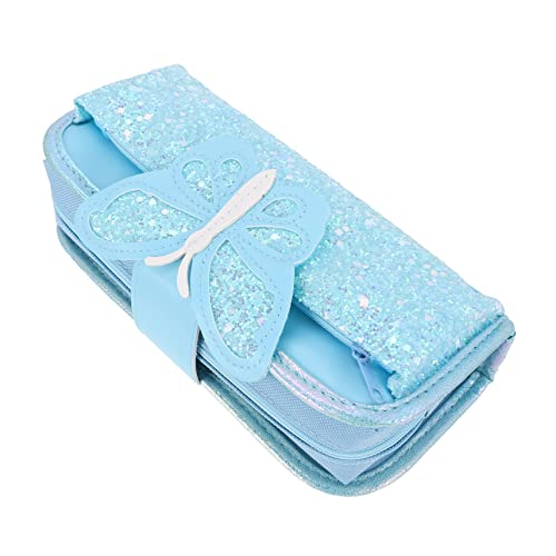 STOBOK 1stk Schreibwaren-Box Schmetterlings-Bleistift-reißverschlusstasche Schmetterlings-stiftbeutelhalter Glitter Stift Tasche Aufbewahrungstaschen Student Oxford-Stoff Pailletten von STOBOK