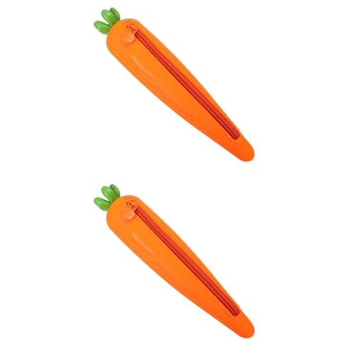 STOBOK 2 StüCk Karottenform Silikon FedermäPpchen, Niedliche Stifte MäPpchen FüR SchüLer, Leicht Und Tragbar, Orange, 8.66 X 3.54 X 1.77 Zoll von STOBOK