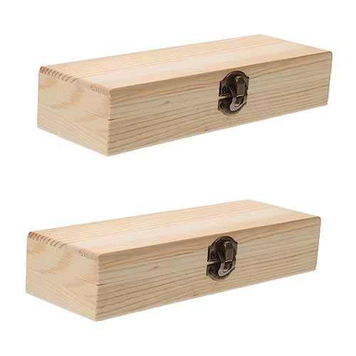 STOBOK 2er-Box Handform Für Kinder Kleine Holzkisten Federmäppchen Für Kinder Ton Für Kinder Ton Zum Basteln Kinderspiegel Füllfederhalter Etui Weißer Embryo Student Schatzkiste Hölzern von STOBOK