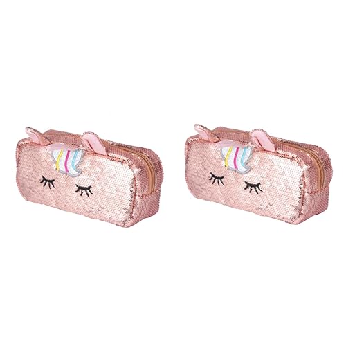 STOBOK 2 Stück Cartucheras para Niños Damen-Clutch-Geldbörse Für Mädchen Make-Up-Set Make-Up-Tasche Für Glänzende Glitzernde Wendbare Make-Up-Tasche Kulturbeutel Mit Reißverschluss von STOBOK