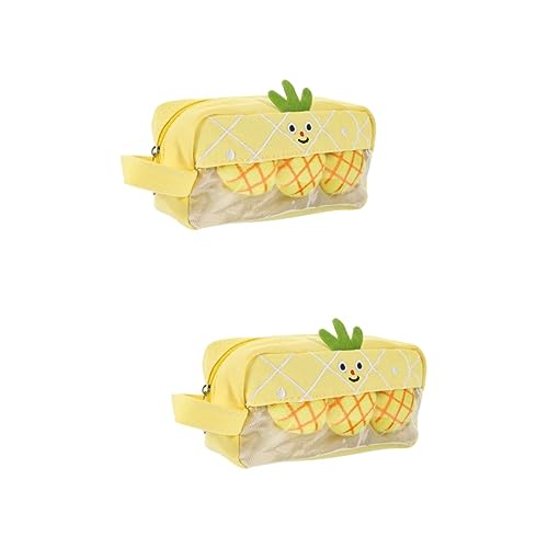 STOBOK 2st Federmäppchen Obst Federmäppchen Ananas Bleistift Geldbörse Federmäppchen Mit Reißverschluss Aufbewahrungstasche Für Schreibwaren Schreibwarenhalter Mädchen Karikatur Segeltuch von STOBOK