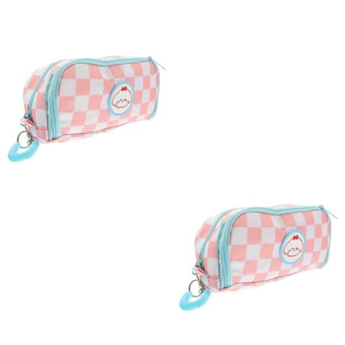 STOBOK 2st Federmäppchen Im Schachbrettmuster Süßer Bleistift Geldbörse Estuche para Lapices Etui Schule Reißverschlusstasche Tasche Für Aquarellstifte Groß Textmarker Mädchen Polyester von STOBOK