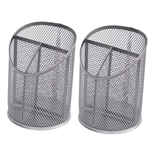 STOBOK 2st Abgeschrägter Stifthalter Bleistiftbecher Aus Mesh-draht Mesh-Stift-Organizer Bleistifthalter Aus Mesh Stifthalter Für Schreibtisch Büro Gittergewebe Metall Kosmetikregal von STOBOK