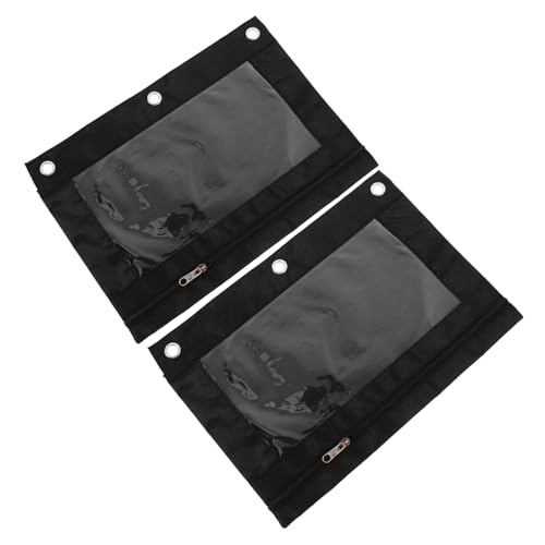 STOBOK 2st Loseblatt-federmäppchen Aus Segeltuch Klarsichthülle Bleistifthalter Für Ordner Federmäppchen Für Ordner Bleistiftfälle Bleistiftbeutel-Ordner Kleine Bleistifttasche Black PVC von STOBOK