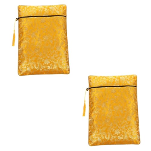 STOBOK 2stücke Chinesische Zipper Tasche Für Stifte Und Bücher Praktische Aufbewahrungstasche Für Notizen Und Dokumente Vielseitige Verwendung Im Büro Unterricht Gelbes Drachenmuster von STOBOK