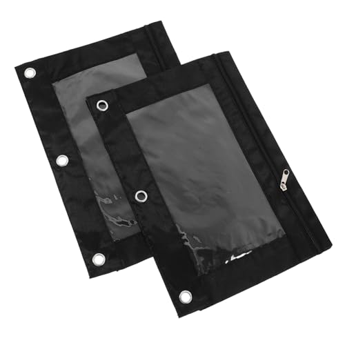 STOBOK 2stücke Federpouch -Binder Transparente Stifttasche Mit Reißverschluss Und Sichtfenster Canvas-Materialien Für Schule Und Bürobedarf von STOBOK
