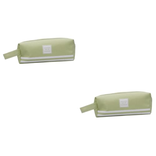 STOBOK 2stücke Großes Kapazitäts-federmäppchen Canvas Doppellagiges Design Grüner Reißverschlussbeutel Für Stifte Und Kosmetik Tragbar Und Praktisch Für Schule Und Alltag von STOBOK