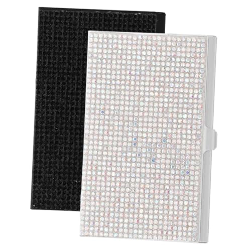 STOBOK 2stücke Visitenkartenhalter Metall Mit Strasssteinen Kartenetui Aus Aluminiumlegierung Tragbar Für Damen Geschäft Büroumgebung von STOBOK