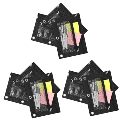 STOBOK 3 Sätze Mäppchen Aufbewahrungstaschen Für Stifte Doppellagige Flip-stifttasche Bleistiftbeutel Mit Reißverschluss Schreibwarentasche Geldbeutel Etui Oxford-Stoff Black 3 Stück * 3 von STOBOK