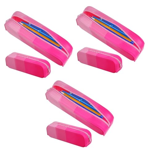 STOBOK 3 Stück Einfaches Federmäppchen (rosa) Halter Schreibwaren ästhetisch rosa Federmäppchen Storage Pockets Storage Bags kalemlik Make-up-Pinseletui Ästhetik Kieselgel von STOBOK
