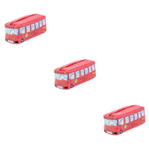 STOBOK 3 Stück Elegantes Federmäppchen Mit Rotem Druck Große Kapazität Bleistiftbeutel Für Das Büro Reißverschluss Stifttaschen von STOBOK