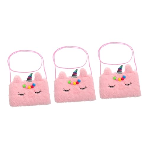 STOBOK 3st Geldbörse Plüsch-Einhorn-Tasche Plüsch-Clutch-Tasche Dekorative Aufbewahrungstasche Crossbody-Aufbewahrungstasche Umhängetasche Für Kleine Mädchen Flanell 3D Schmücken Mini von STOBOK