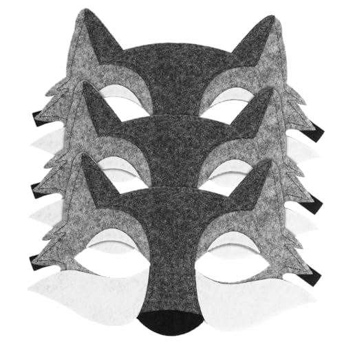 STOBOK 3 Stück Wolf Fühlte Halb Tier Maskerade Masken Cosplay Requisiten für Kostüm Zubehör Halloween Weihnachten Dekorationen Partei Liefert von STOBOK