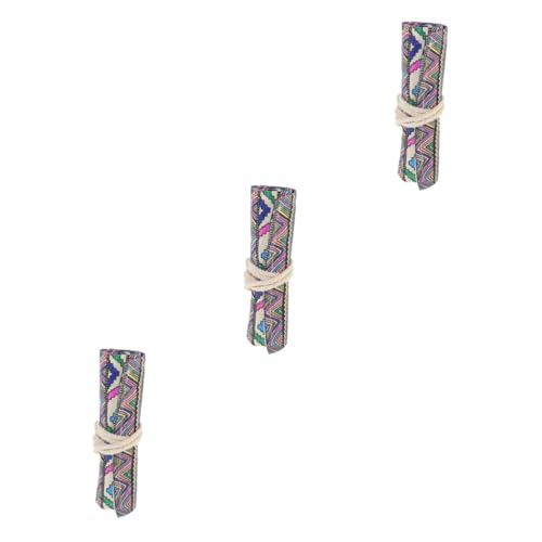 STOBOK 3-Teilige Rolle Stiftvorhang aus praktisches Federmäppchen farbig Schreibwaren Beutel für Bleistifte Tasche rollboxen stifte aufbewahrung Etui Bleistift-Organizer Stoff von STOBOK