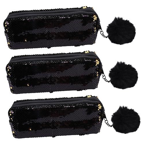 STOBOK 3 STK Federmäppchenpaillettenfedermäppchenmakeuppencilcase Glitzer-Make-up-Tasche Glitzer Geldbörse Für Kinder Glitzer Bleistiftbeutel Makeup Tasche Polyester Multifunktion Student von STOBOK