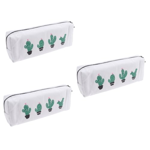 STOBOK 3St Schulbedarf Kinder federmäppchen Makeup Tasche handylauftaschen Phone Holder Bag Stationery Pencil Box kosmetiktäschen schulzeug Stifttaschen Federmäppchen aus Kaktus-Canvas von STOBOK