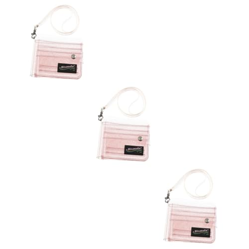 STOBOK 3St Brieftasche Gleiterhalter Halter mit Aufhängelasche Geldbörse Falten Kartenhalter ID-Paket Mädchen Rosa von STOBOK