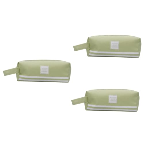 STOBOK 3stücke Großer Kapazitäts-federmäppchen Canvas Doppellagige Reißverschlusstasche Grün Multifunktional Für Stifte Kosmetik Und Geldbörse Für Schule Und Alltag von STOBOK