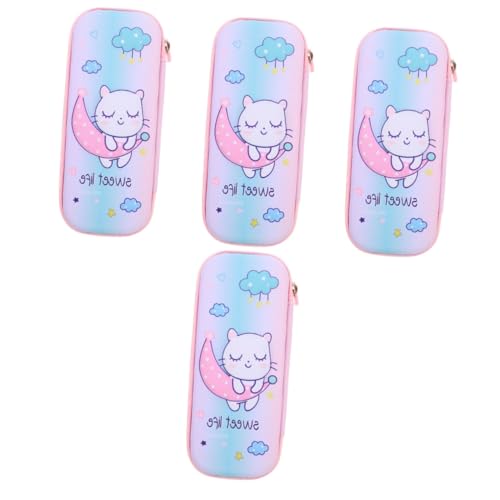 STOBOK 4 Stück Eva Federmäppchen Cartoon-stifttasche Münzbeutel Bleistift-Organizer Für Mädchen Stifttaschen Kosmetikbeutel Für Katzen Koreanische Version Pinseltasche Kleinkind Polyester von STOBOK