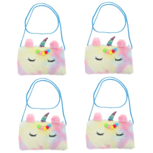 STOBOK 4 Stück Geldbörse Handtasche für kleine Mädchen Hellrosa Handtasche Schultertasche Aufbewahrungsbeutel Umhängetasche für Mädchen Cartoon-Aufbewahrungstasche Münze Kind Flanell von STOBOK