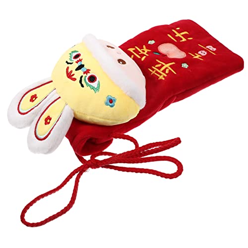 STOBOK 4 Stück Jahr des Roten Umschlags Der Kaninchenstickerei Chinesischer Roter Umschlag Rote Umschlagpakete Tierkreis-Kaninchen-geldbörse Chinesisches Hongbao Münzbeutel Plüsch Tasche von STOBOK
