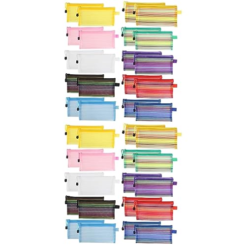 STOBOK 40 STK Bunte Netztasche Aus Nylon Reisezubehör Für Kinder Durchsichtige Bleistifttasche Make up Aufbewahrungsbox Geldumschlag Multifunktion Kunststoff Transparenter Stift Reisen von STOBOK