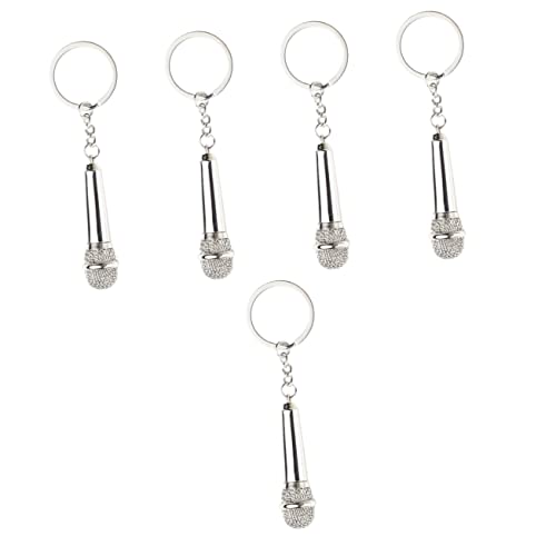 STOBOK 5 Stücke Mikrofon Schlüsselanhänger Musik Mikrofon Rucksack Geldbörse Schlüsselanhänger Musik Anhänger Tasche Silber Metall Taschen von STOBOK