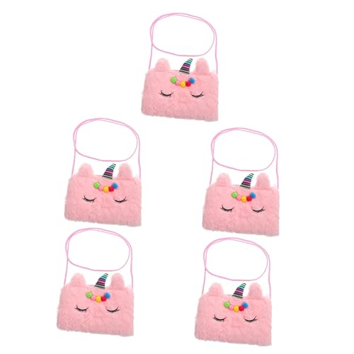 STOBOK 5st Geldbörse Prinzessin Handtasche Handtaschen Für Prinzessinnen Plüsch-Einhorn-Tasche Kreative Aufbewahrungstasche Flauschige Tiertasche Flanell Umhängetasche Karikatur Mädchen von STOBOK