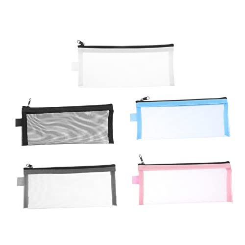 STOBOK 5St Mesh-Federmäppchen Organizer für Kinderstifte Aktentaschen mit Reißverschluss aufbewahrungssack Storage Pockets Stifttasche aus Nylonnetz Schreibwarentaschen aus Nylon gewidmet von STOBOK