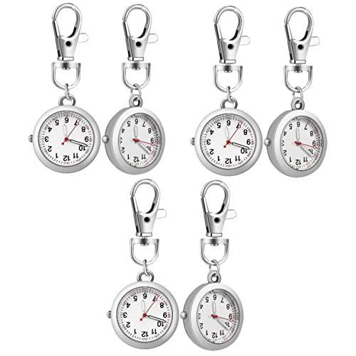 STOBOK 6 STK Taschenuhr Krankenschwesteruhr Brosche Hängende Uhr Uhr Schlüsselanhänger Ansteckuhr Broschen Für Frauen Rostfreier Stahl Damen Gürtel Clip von STOBOK