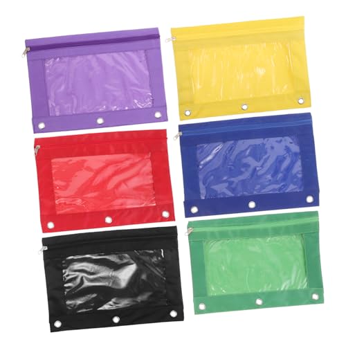 STOBOK 6 Stück 3-Ring-Binder-bleistifttasche Mit Reißverschluss, Dokumentenaufbewahrungstasche, Große Kapazität, Schreibwarentasche, Transparenter Akten-Organizer Für Schul- Und von STOBOK