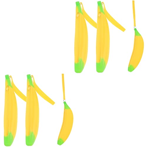 STOBOK 6 STK Bananen Federmäppchen Münzfach Mit Reißverschluss Bananen-stiftetui Federmäppchen in Bananenform Künstliche Früchte Stifttasche Portemonnaie Modellieren Obst Kind Kieselgel von STOBOK