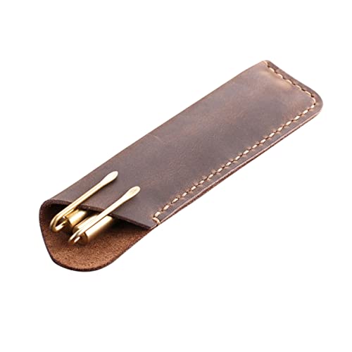 STOBOK Vintage Stiftetui Handgefertigte Pen Protective Sleeve Für Büro Schule Zuhause Braun Praktische Stifthalterung Aus Echtem Mit Retro-Design von STOBOK