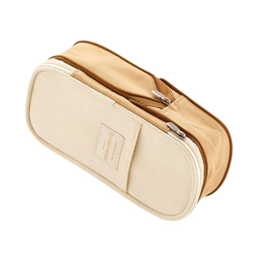 STOBOK Großes Kapazitäts-mäppchen Für Stifte Und Kosmetik Zipper Federmäppchen Khaki Für Schüler Und Material Leicht Zu Reinigen Für Schreibwaren Und von STOBOK