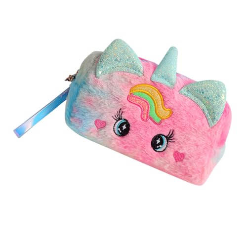 STOBOK Federmäppchen Einhorn Kleine Kosmetiktasche Organisator Für Schulbriefpapier Outdoor-Make-up-Tasche Kulturbeutel Regenbogen-bleistifttasche Container Plüsch Bilden Student von STOBOK