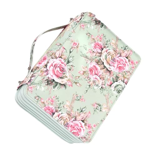 STOBOK Pencil Case Mit Fächern Multilayer-stifthalter Im Rosenmuster Für Künstler Und Schüler Mit Tragbarem Griff Und Stoßfestem Pu-Material von STOBOK